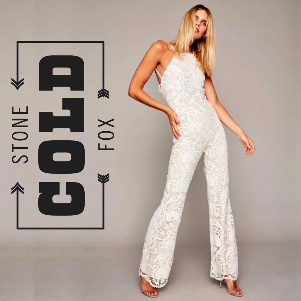 STONE COLD FOX Dylan Lace Jumpsuit with nude lining